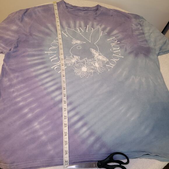 Playboy Bunny Tie Dye Tee Flower Men's Large Throwback Short Sleeve T-Shirt - Picture 4 of 7
